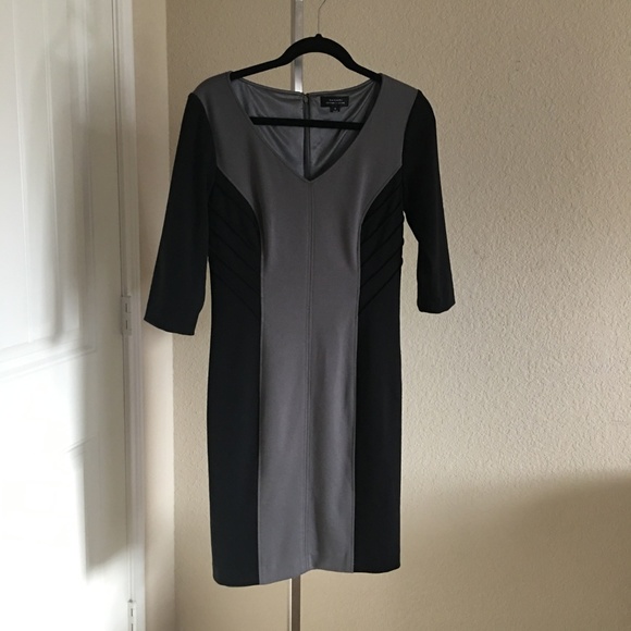 Tahari Arthur S Levine Black/Grey Colorblock dress - Picture 6 of 6